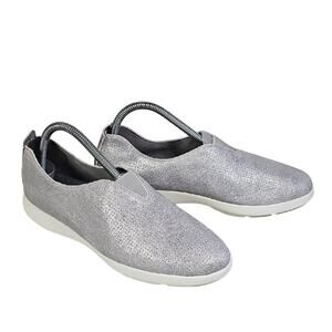 Abeo Metallic Silver Slip-On Sneakers